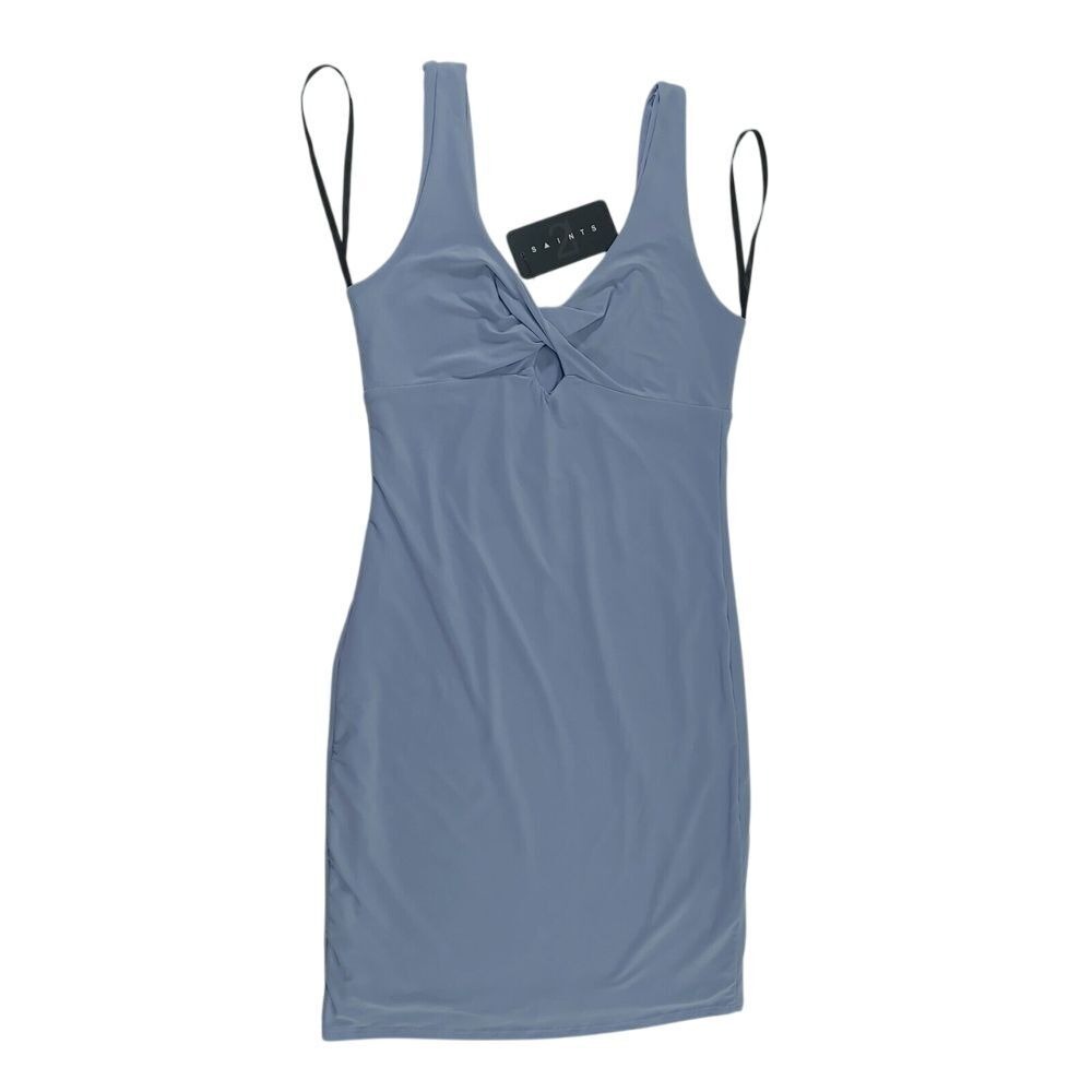 21 Saints Blue Bodycon Mini Dress with Twist Front Detail Size M Sleeveless